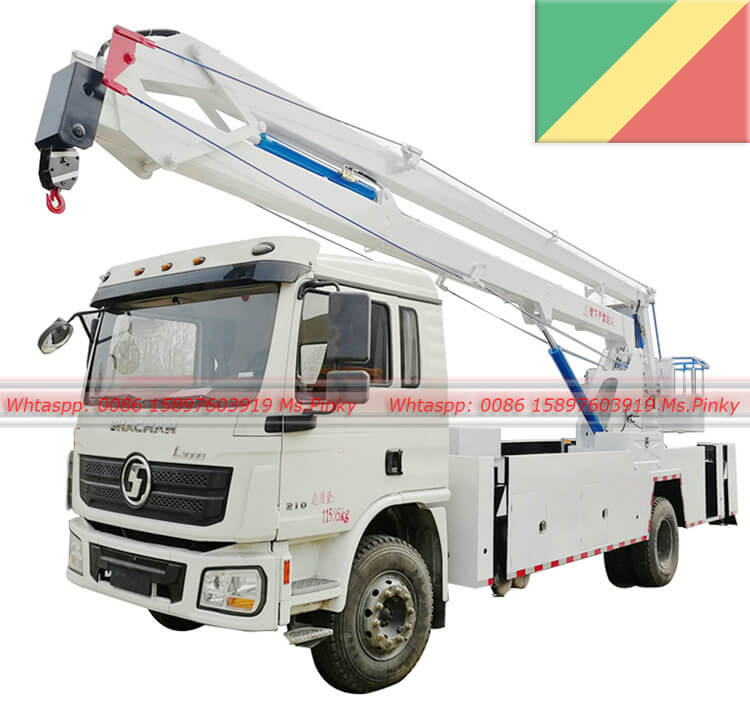 Véhicule de travail à haute altitude à bras pliable Shacman L3000, 20 mètres, exportation vers la République du Congo