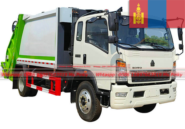 Exportation de camion à ordures de compacteur de 160HP HOWO 10CBM en Mongolie