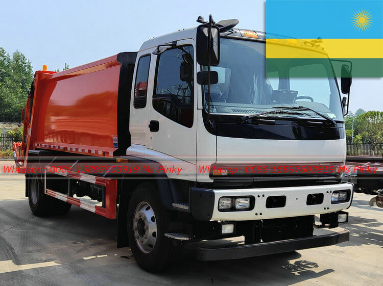 Exportation du camion 10000Liters de Garabege de compacteur du Rwanda ISUZU FVR du port chinois
