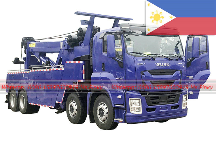 Deux unités résistantes 8X4 ISUZU GIGA 30T 360 degrés tournent l'exportation de dépanneuse vers les Philippines