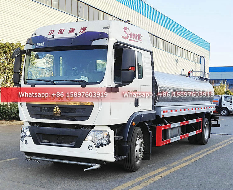 Camion de pulvérisation d'eau à Transmission automatique 330HP HOWO, 15 tonnes, bateau-citerne d'eau en acier inoxydable SS304, export vers l'Ouzbékistan